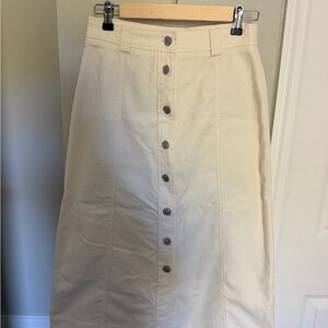 Ganni Cream Button-Front Midi Skirt